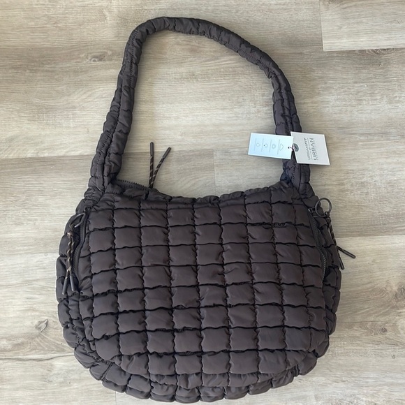 Urban Expressions Handbags - Urban Fit by Urban Expressions Quilted Puffer Hobo Carry All Tote in Brown